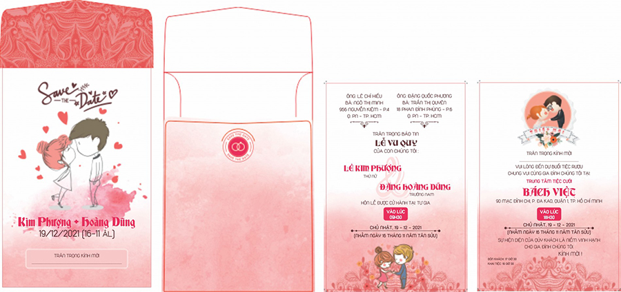 25 mẫu thiệp cưới màu hồng  Xu hướng mới nhất 2023  Thiệp cưới Minmax