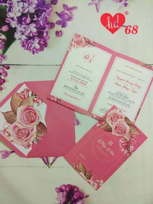 Vector thiệp mời cưới trang trí hoa gam màu hồng phấn đẹp