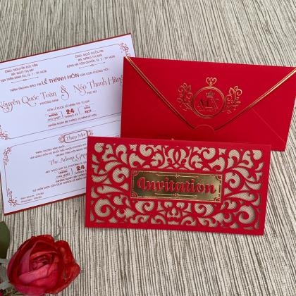 Thiệp cưới đỏ nhung - Mã DQ2009